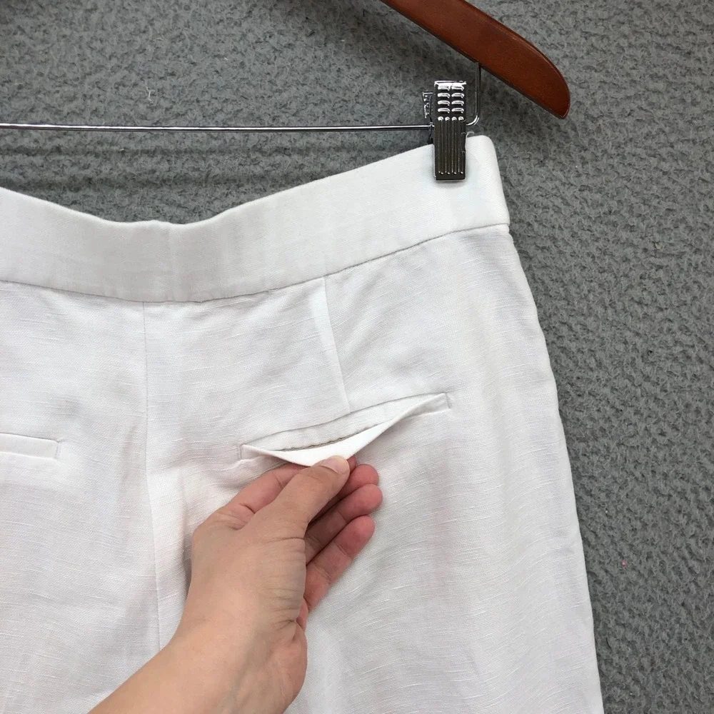 Wilfred Linen Pants Womens 8 Wide Leg High Rise White Classic Beach Resortwear